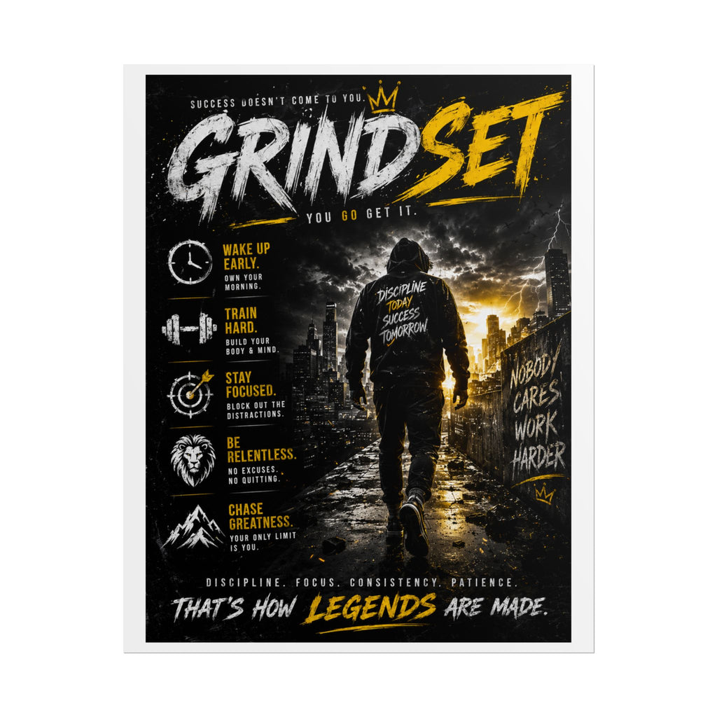 Grind Set Motivational Poster – 'Grind Set: That's How Legends Are Made' Rolled Wall Art