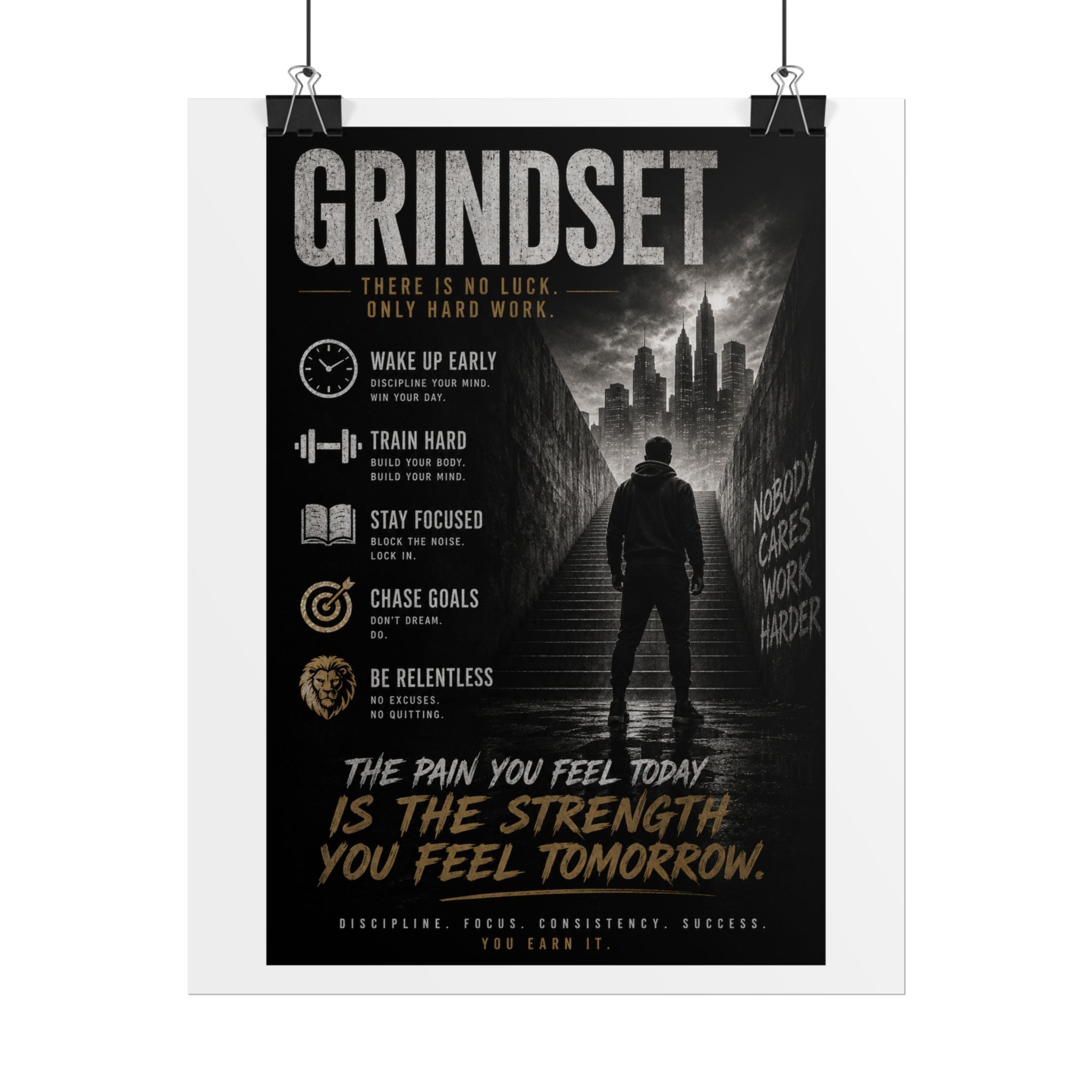 Work Hard Rolled Poster — Motivational Wall Art for Office & Study