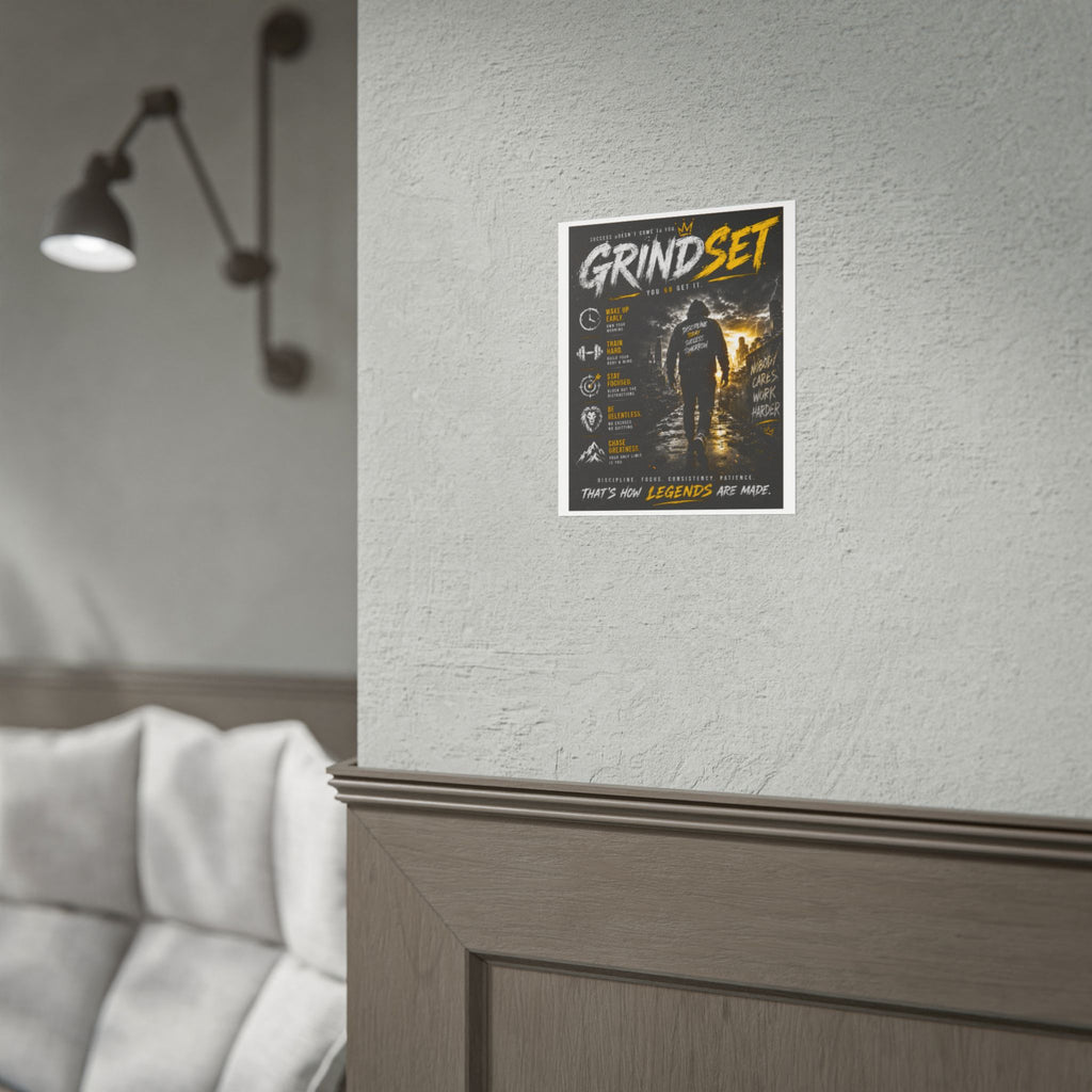 Grind Set Motivational Poster – 'Grind Set: That's How Legends Are Made' Rolled Wall Art