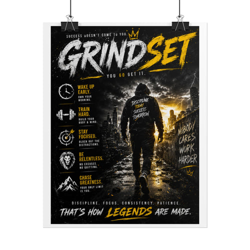 Grind Set Motivational Poster – 'Grind Set: That's How Legends Are Made' Rolled Wall Art